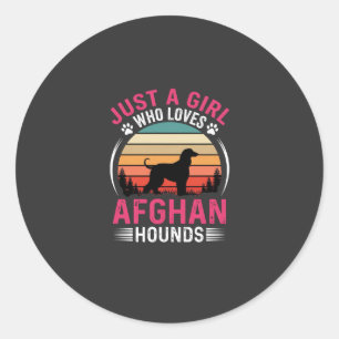 Sticker Rond Amants de chiens Hounds Afghans Sunset Rétro