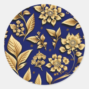 Sticker Rond Amaranthe d'or sur Royal Blue