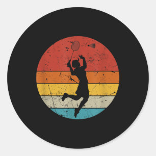 Sticker Rond Amateur de badminton rétro