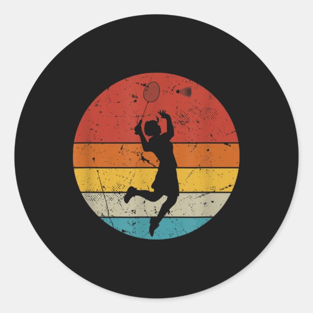 Sticker Rond Amateur de badminton rétro (Devant)