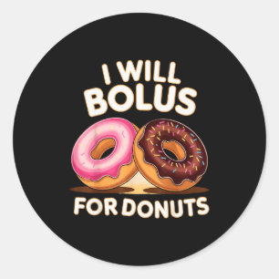 Sticker Rond Amateur de beignets Humour diabétique Bolussera po