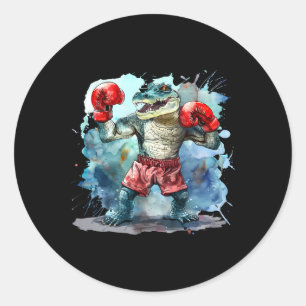 Sticker Rond Amateur de boxe ours gants de boxe kickboxing drôl