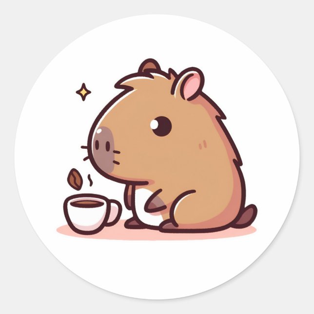 Sticker Rond Amateur de café Capybara (Devant)