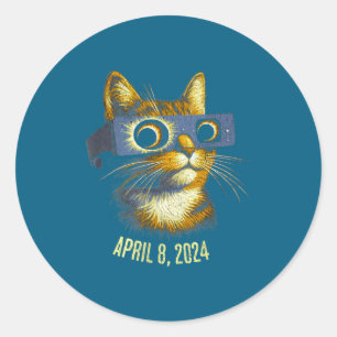 Sticker Rond Amateur de chat noir lors d'éclipse solaire