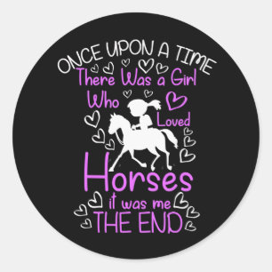 Sticker Rond Amateur de Cheval mignonne Girl Riding Cowgirl