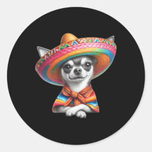 Sticker Rond Amateur de chien chihuahua drôle Cinco De Mayo