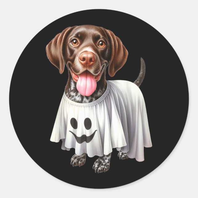 Sticker Rond Amateur de chien drôle fantôme Pointer allemand à  (Devant)