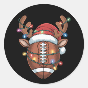 Sticker Rond Amateur de football de Noël Chapeau de Père Noël S