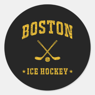 Sticker Rond Amateur de hockey sur glace vintage de Boston jour