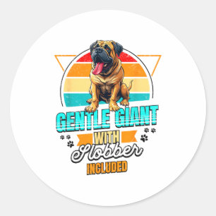 Sticker Rond Amateur de Mastiff Drôle de Chien Mastiff Rétro 