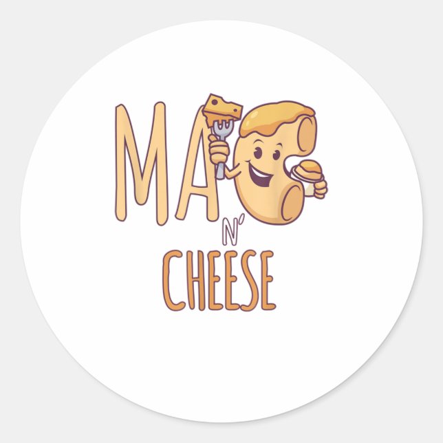 Sticker Rond Amateur de nourriture pour Mac et fromage (Devant)