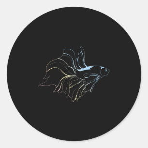 Sticker Rond Amateur de poisson Betta Combattant Siamois Aquari
