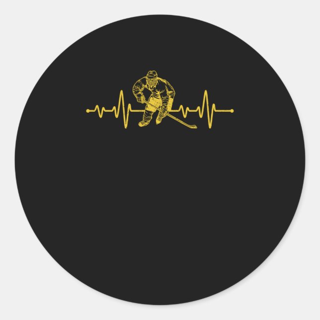 Sticker Rond Amateur de sports d'hiver ventilateur pouls hockey (Devant)