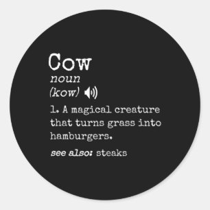 Sticker Rond Amateur de steak de boeuf grillé drôle de vache ha