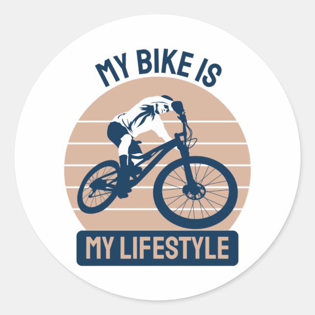 Sticker Rond Amateur De Vélos - Mon Vélo Est Mon Style De Vie (Devant)