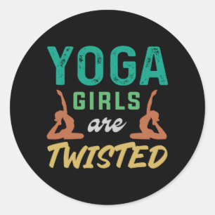Sticker Rond Amateur de yoga Les filles de yoga sont tordues