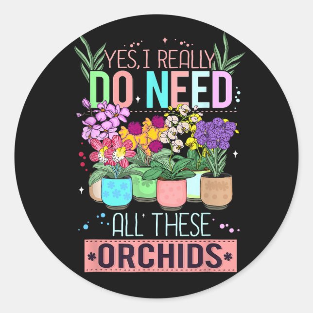 Sticker Rond Amateur d'orchidées drôles (Devant)