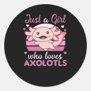 Sticker Rond Amateurs Axolotl Animaux Douces Pour Filles Roses