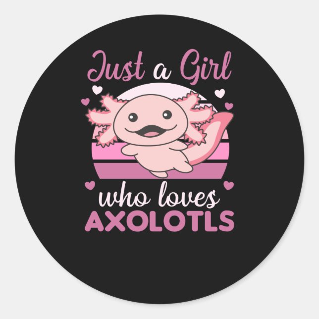 Sticker Rond Amateurs Axolotl Animaux Douces Pour Filles Roses (Devant)