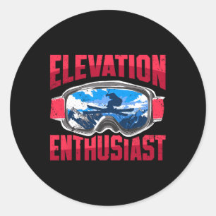 Sticker Rond Amateurs d'altitude Ski d'hiver Sports de montagne