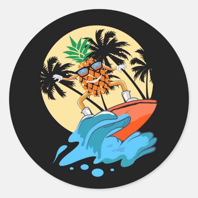 Sticker Rond Amateurs d'ananas cool (Devant)