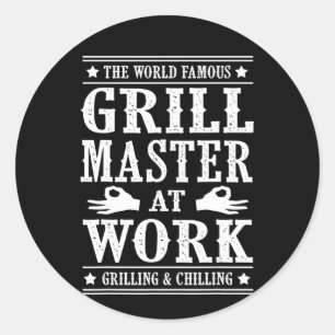 Sticker Rond Amateurs de barbecue   Le Célèbre Maître Grill Au 