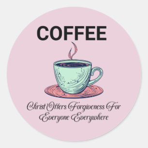 Sticker Rond Amateurs de café chrétiens COFFEE