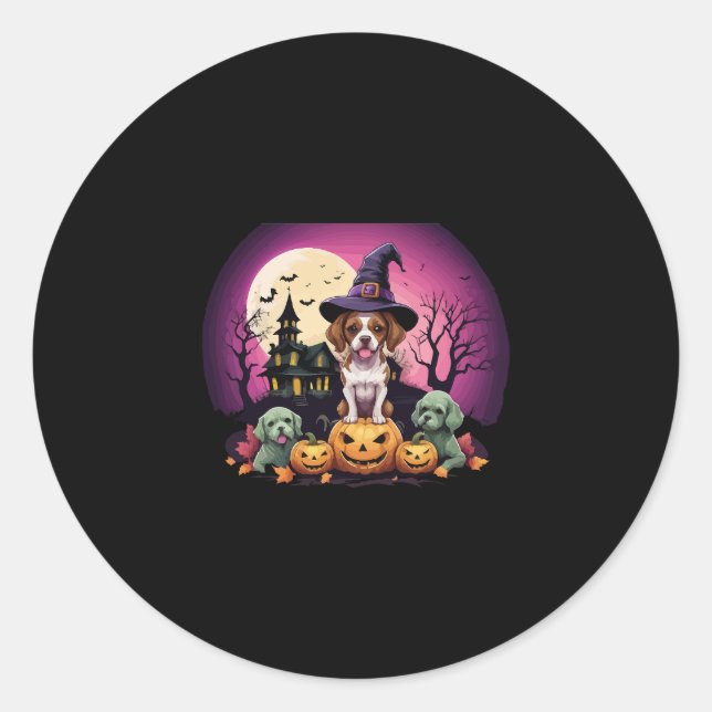 Sticker Rond Amateurs de chute de chien d'Halloween (Devant)