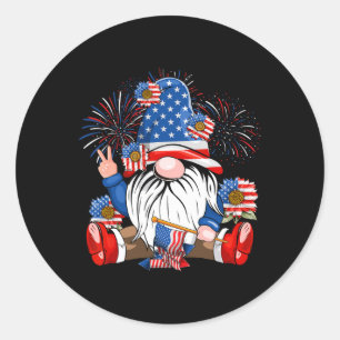 Sticker Rond Amateurs de Gnome Jour de l'Indépendance Drapeau A