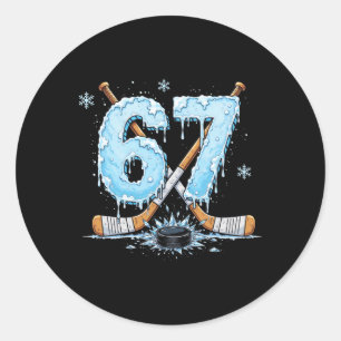 Sticker Rond Amateurs de hockey drôles Drip 6-7 Numéro Six Sept