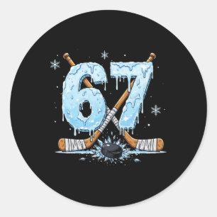 Sticker Rond Amateurs de hockey drôles Drip 6-7 Numéro Six Sept