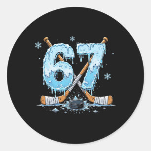 Sticker Rond Amateurs de hockey drôles Drip 6-7 Numéro Six Sept