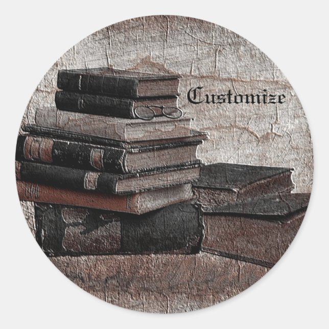 Sticker Rond Amateurs de livres Vintages (Devant)