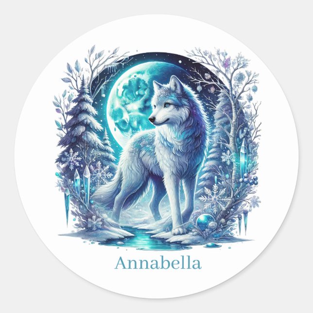 Sticker Rond Amateurs de loups sur mesure (Devant)