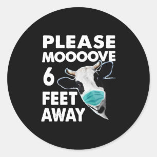 Sticker Rond Amateurs de vaches  Distances sociales amusantes p