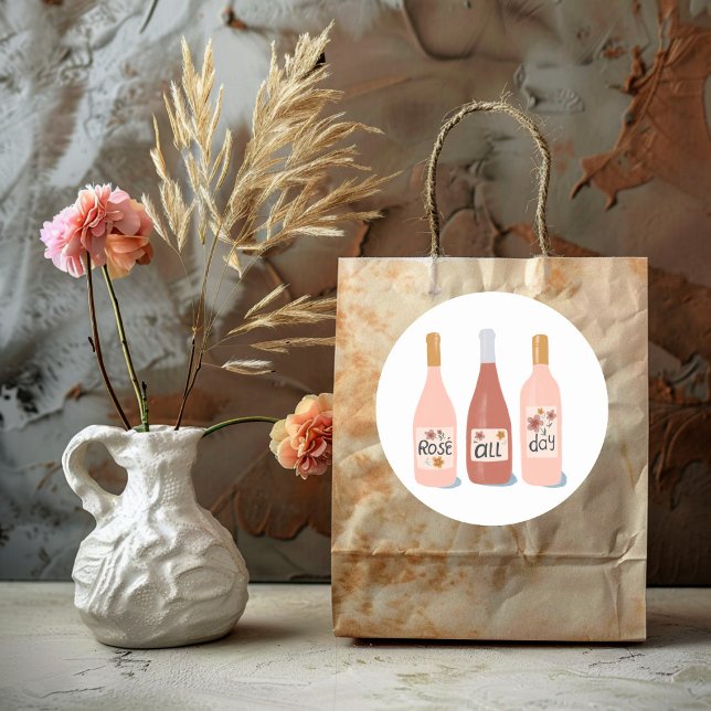 Sticker Rond Amateurs de vins du rose toute la journée (Rose All Day wine lovers Classic Round Sticker
)
