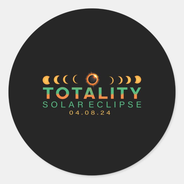 Sticker Rond Amateurs ! Total Éclipse solaire 2024 Totalité 04. (Devant)