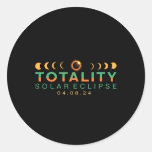 Sticker Rond Amateurs ! Total Éclipse solaire 2024 Totalité 04.