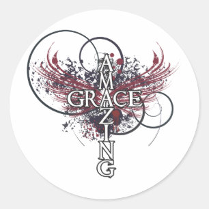 Sticker Rond Amazing grace christian cross