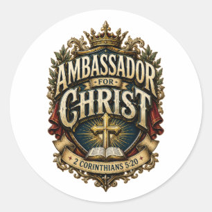 Sticker Rond Ambassadeur de la Bible Christ Emblème chrétien