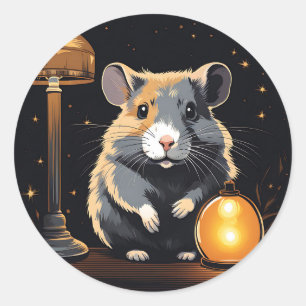 Sticker Rond Ambiance cosy Hamster