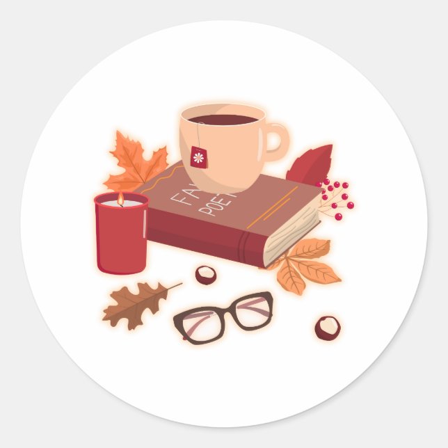 Sticker Rond Ambiance d'automne cosy (Devant)