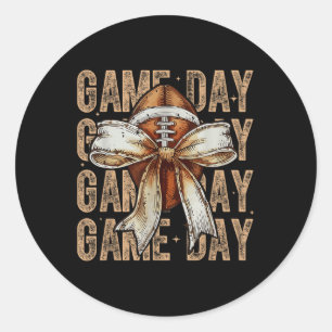 Sticker Rond Ambiance de jour de match Bow vintage coquette Foo