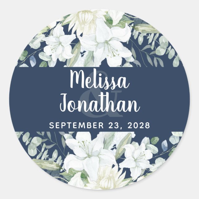 Sticker Rond Ambiance romantique aquarelle fleurie blanche fleu (Devant)