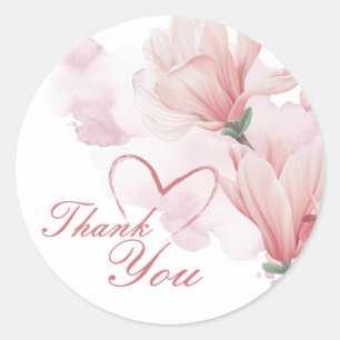 Sticker Rond Ambiance romantique aquarelle florale