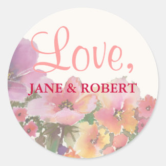 Sticker Rond Ambiance romantique Fleurs de mariage