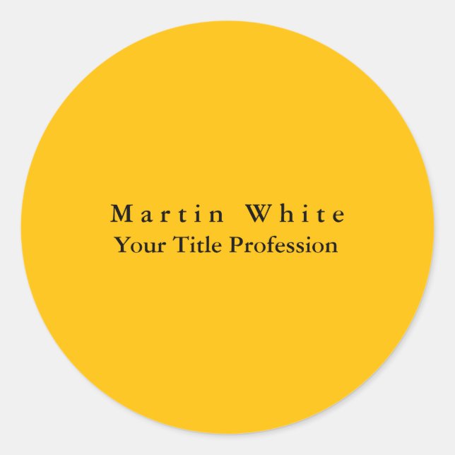 Sticker Rond Ambre Jaune Plaine Élégant Professionnel (Devant)
