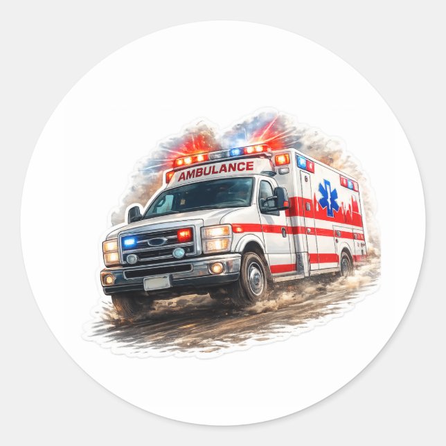 Sticker Rond Ambulance Rescue Hero (Devant)