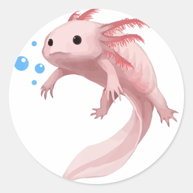 Sticker Rond Ambystoma Mexicanum mignon Ados Axolotl Enfant (Devant)