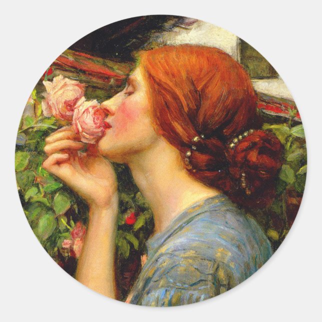 Sticker Rond Âme de la rose John William Waterhouse (Devant)